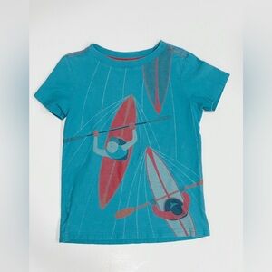 Tea Collection Teal Shirt Size 5 with kayak Design